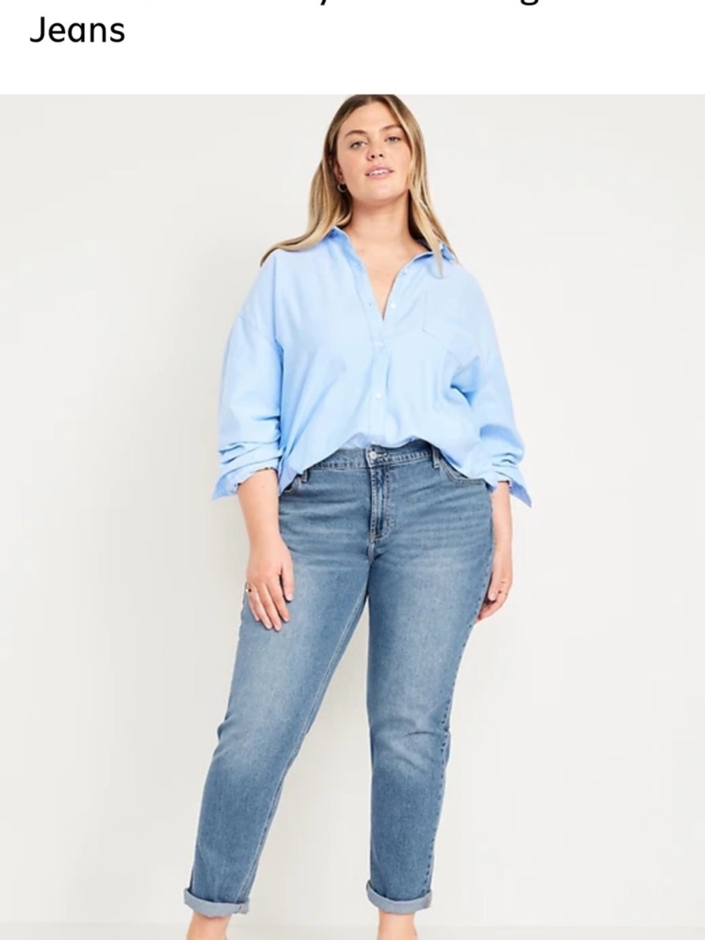 Wow! Boyfriend Cut Classic Mid Wash Women’s Jeans - Light Blue